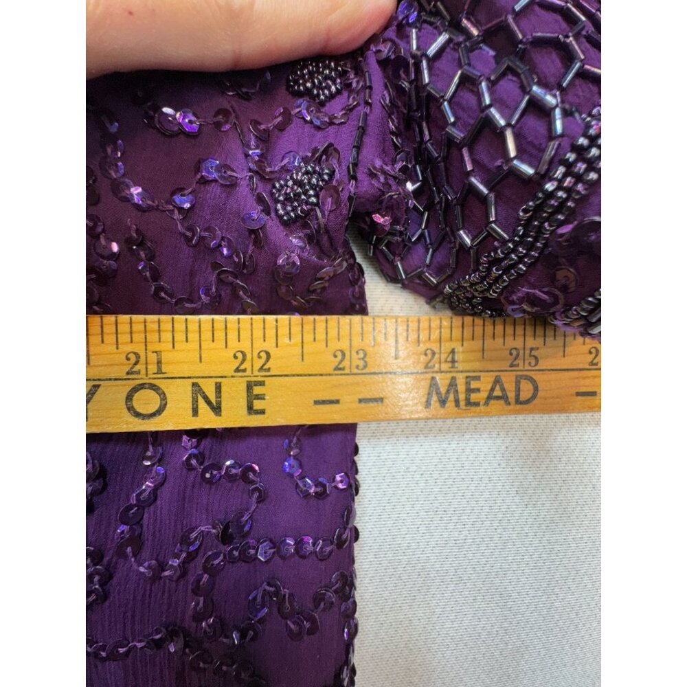 Brilliante By J.A Silk Formal Midi Shift Dress Size 1X Purple Sequin - Picture 9 of 13